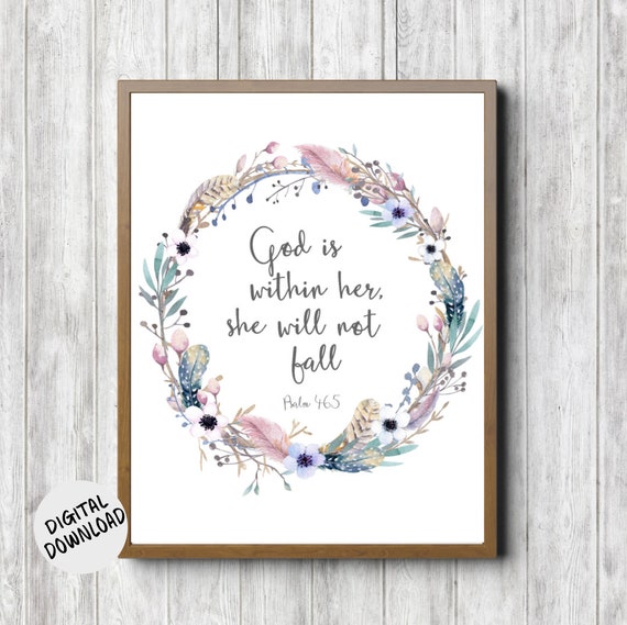 Psalm 46:5 Scripture Nursery Wall Art, Christian Poster