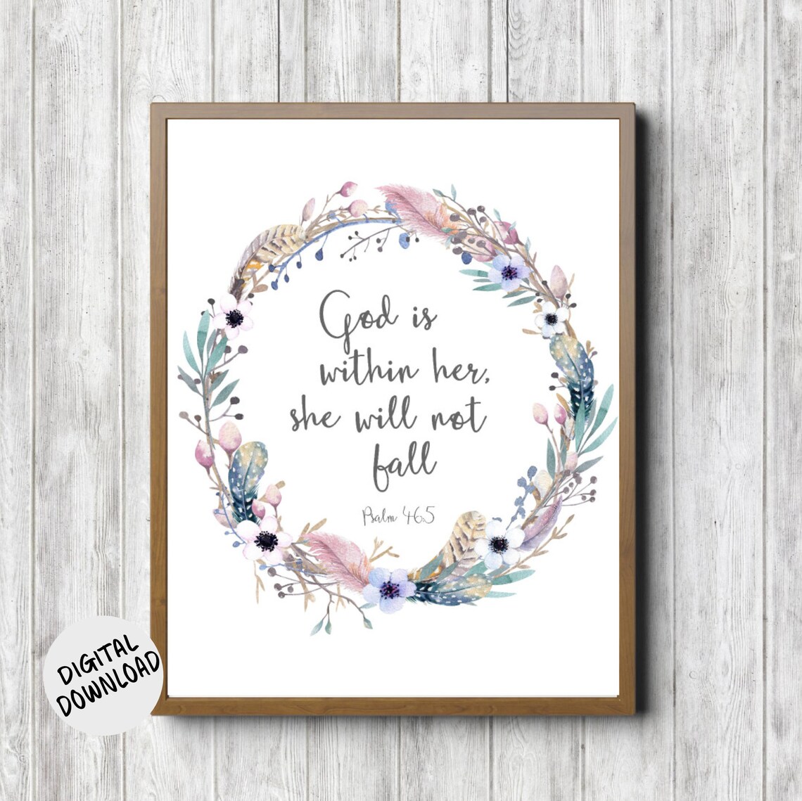 Psalm 46:5 Scripture Nursery Wall Art, Christian Poster