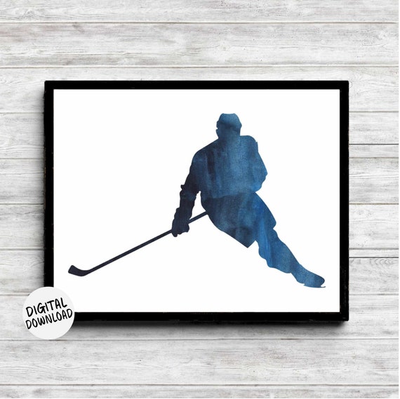 Ice Hockey Player Silhouette Art Print, Sports Gift