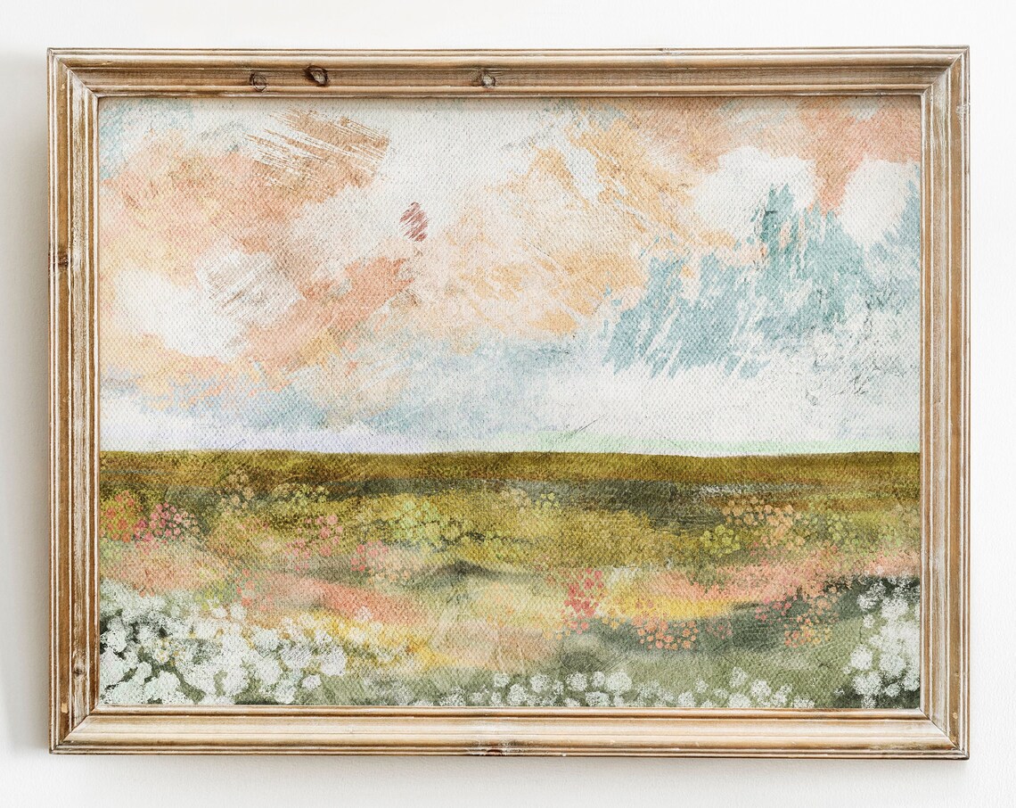 Spring Landscape Neutral Pastel Art Print - Image 2