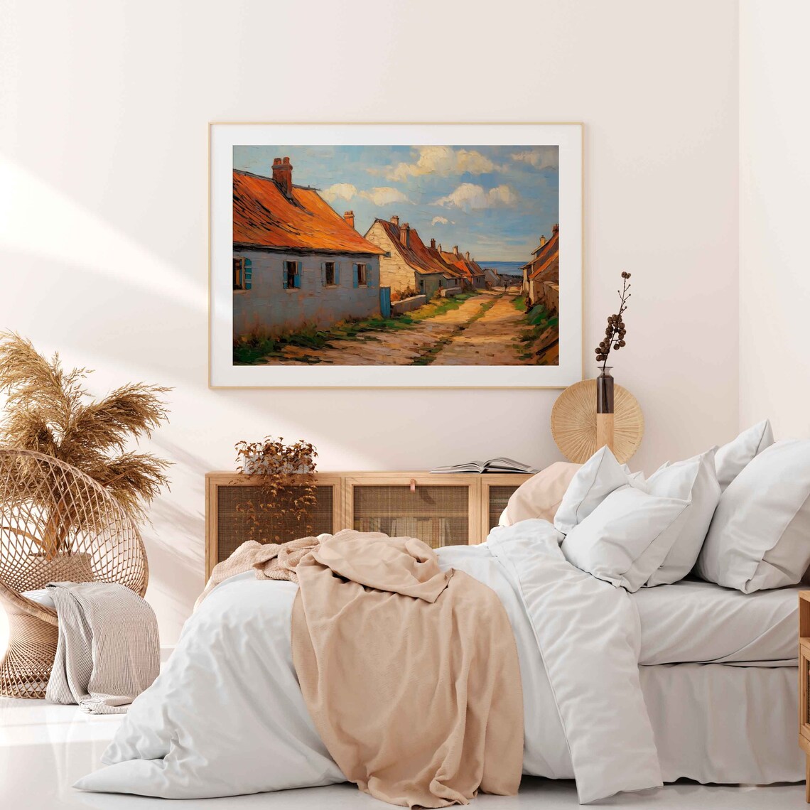Coastal Fishing Village Street With Red Tiled Roofs Old Town Poster - Image 4