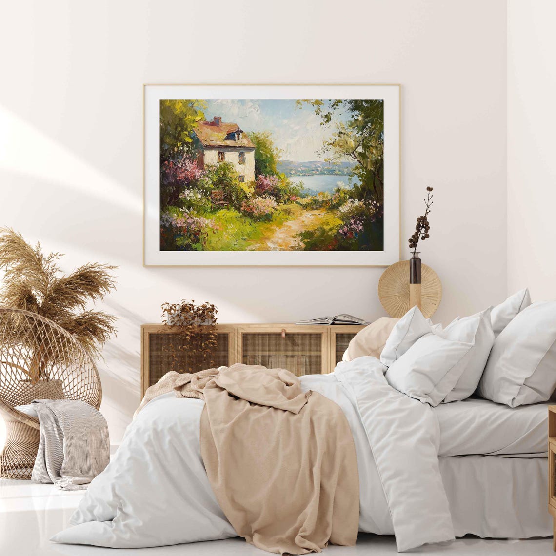 Spring Cottage Print Cottage Painting Wall Art Spring Landscape Art Vintage Countryside Oil Painting Farmhouse Art Decor Wa261 - Image 3