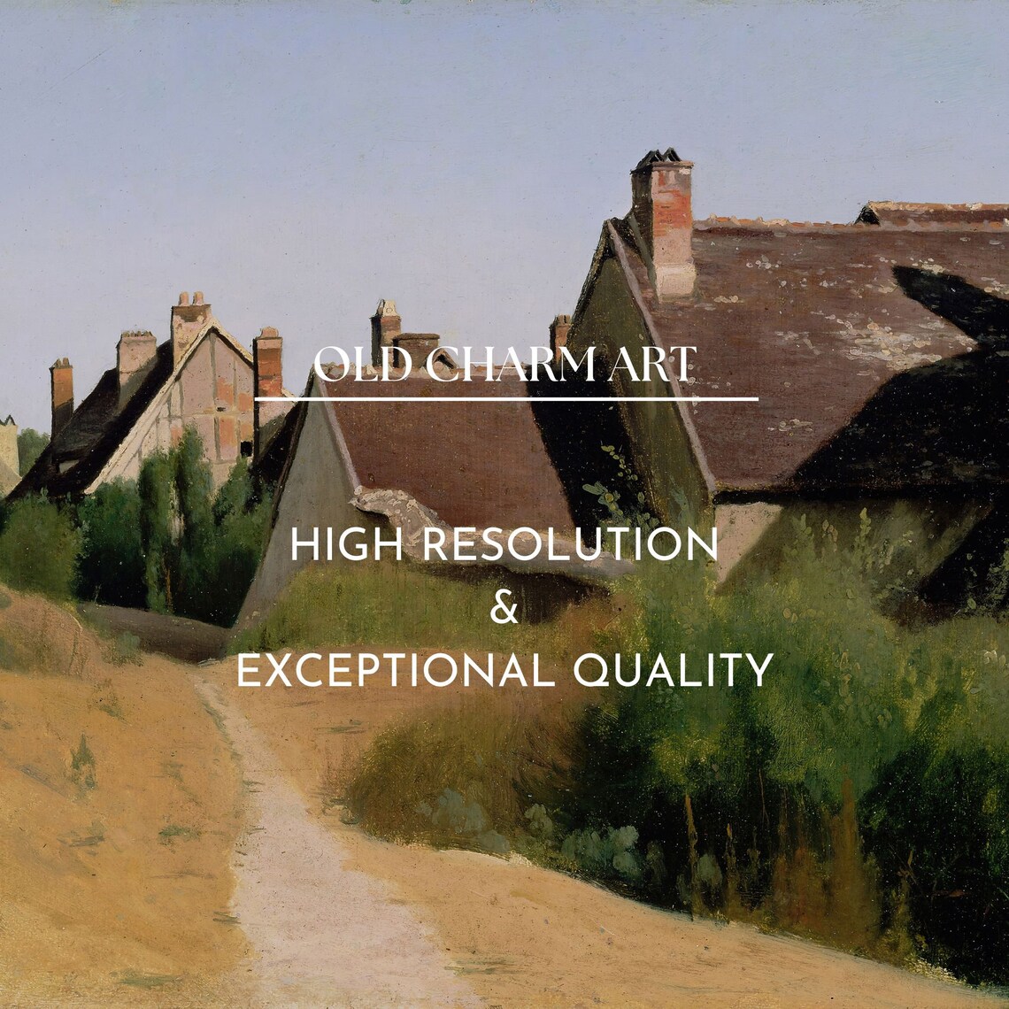 Summer Village Street With Old Stone Houses And Golden Fields Poster - Image 3