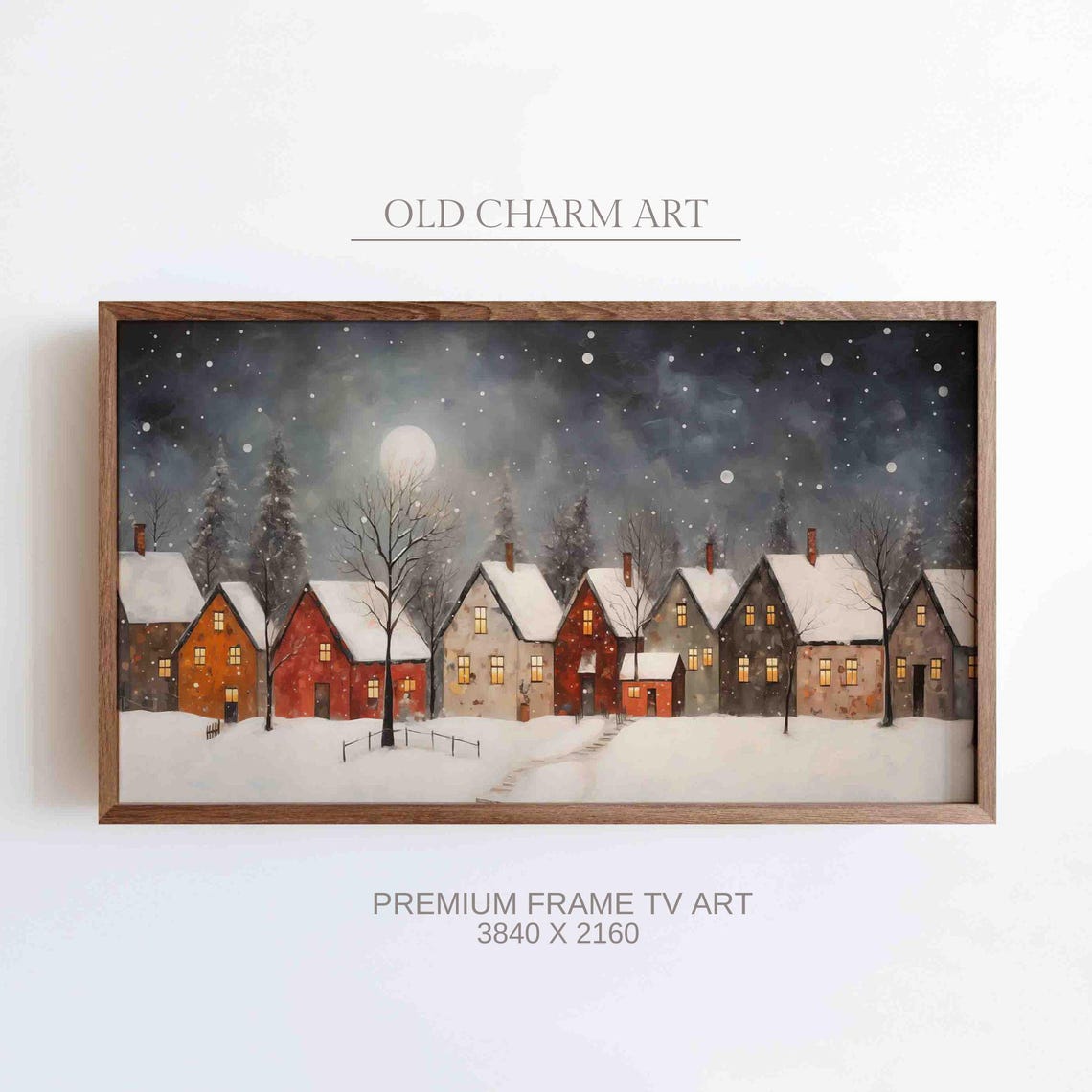 Christms Tv Art Winter Fairytale Town Painting Christmas Screensaver Winter Art For Tv Kids Room Art Tvf105