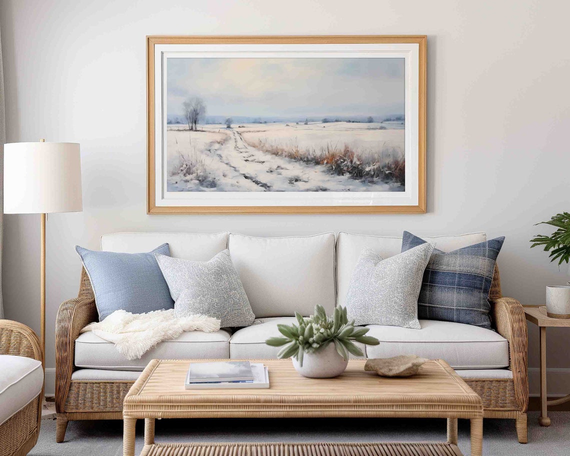 Frame Tv Art Winter Field Vintage Painting Classy Decor Oil Painting Neutral Farmhouse Art For Tv Tvf7 - Image 4