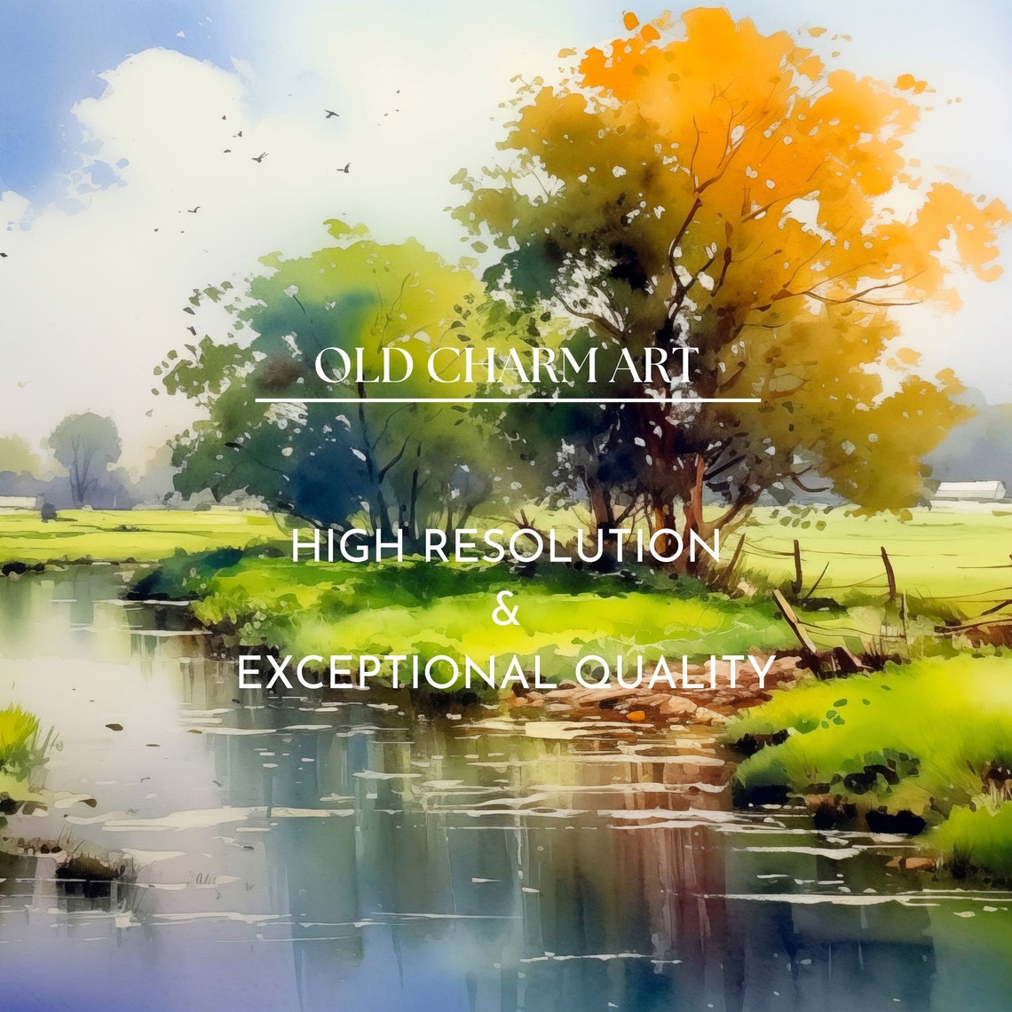 Rustic Landscape Art Watercolor Painting Wall Art Home Decor Art Wa31 - Image 3