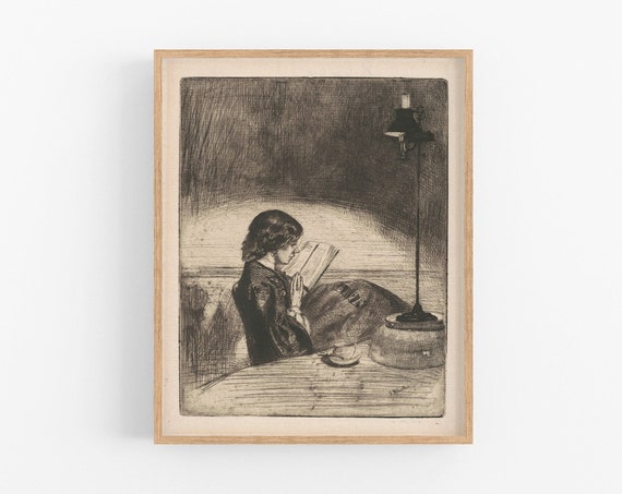 Vintage Reading Print Vintage Art Vintage Prints Dark Academia Prints Book Prints Book Art Print Reading Art Bookworm Art Printables