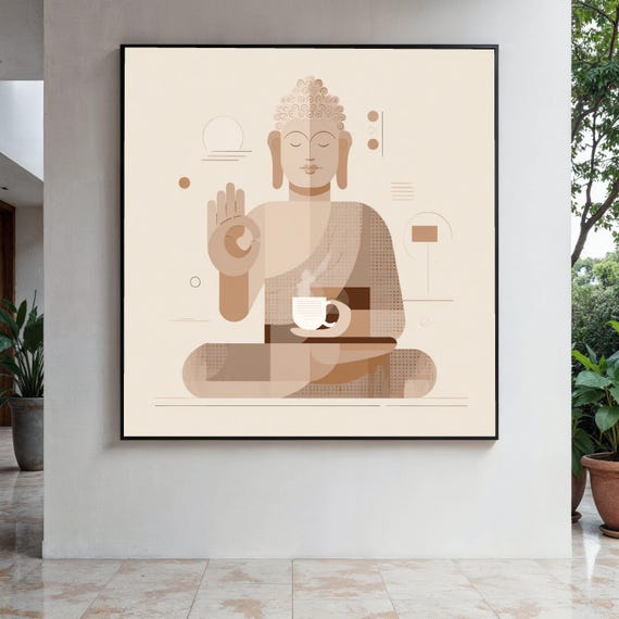 Modern Buddha Meditation Canvas Minimalist Zen Wall Art Spiritual Home Decor Calm Serenity Abstract Gift Print