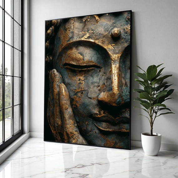 Buddha Face Meditation Decor, Spiritual Art Print
