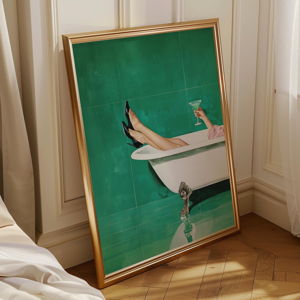 Chic Bathroom Art, Funny Vintage Martini Poster