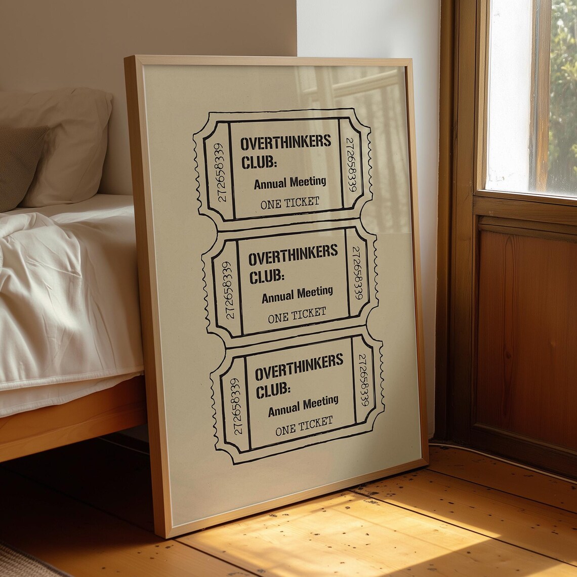 Overthinkers Club Annual Meeting Retro Ticket Mental Health Humor Print