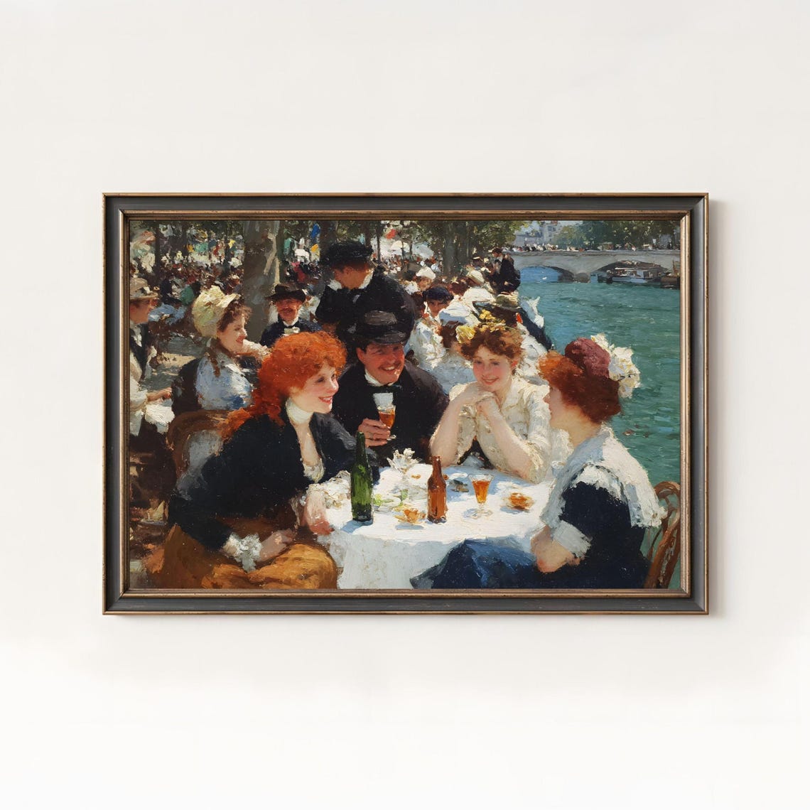 Impressionist Riverside Luncheon Vintage Parisian Gathering Art Poster