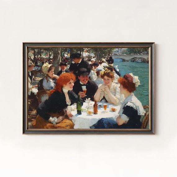 Impressionist Riverside Luncheon Vintage Parisian Gathering Art Poster