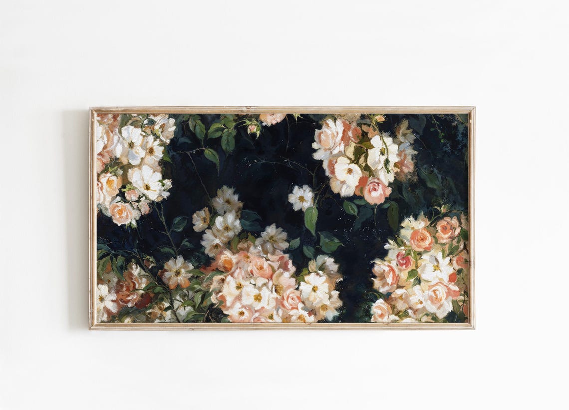 Floral Spring Frame Tv Art Moody Abstract White Flowers - Image 4