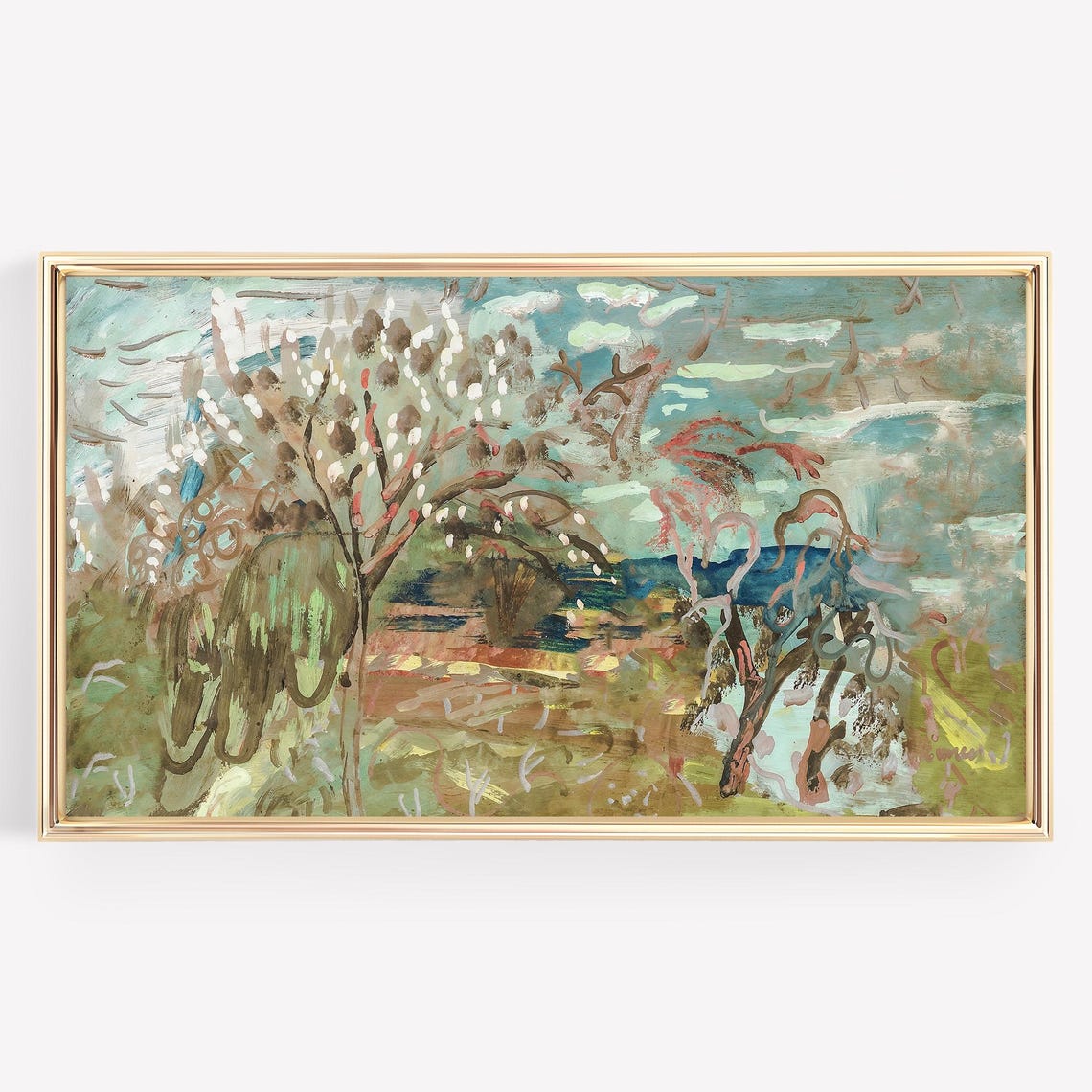Impressionist Flowering Trees Colorful Garden Painting Poster - Image 2