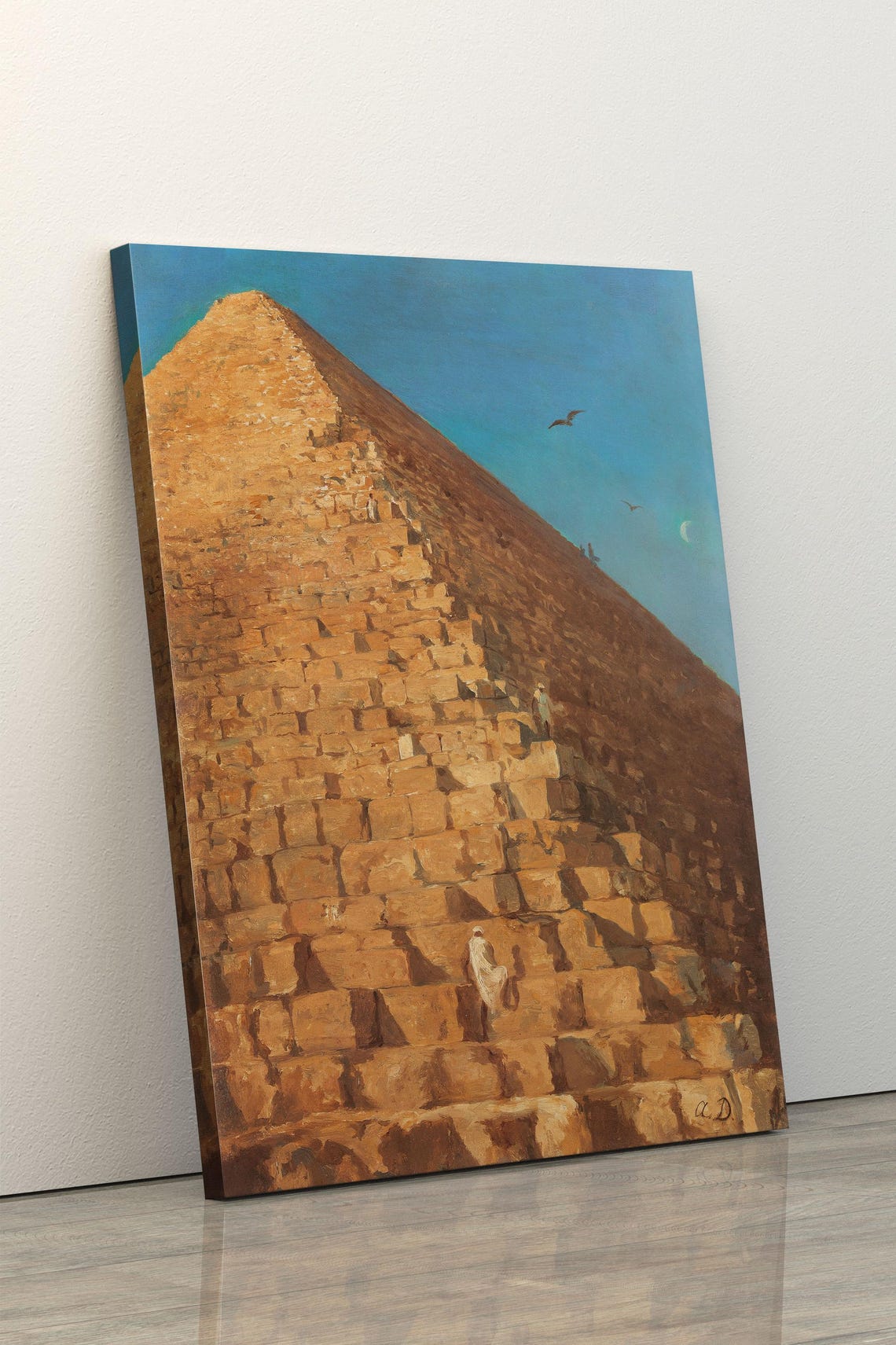 Ancient Pyramid Wall Art Egyptian Desert Painting Vintage Architecture Print - Image 4