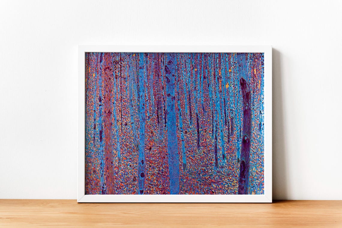 Abstract Blue Forest Wall Art Vibrant Landscape Print Modern Home Decor - Image 5