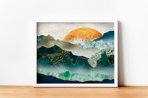 Abstract Mountain Modern Sunset Wall Art