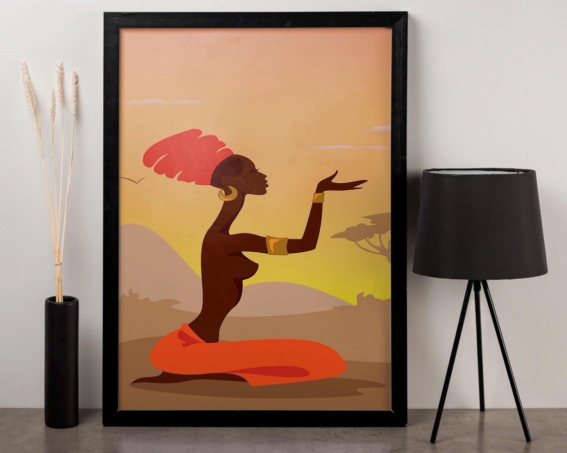 African Woman Wall Art Minimalist Tribal Style Poster - Image 4