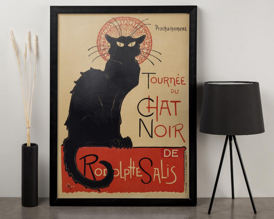 Vintage Le Chat Noir Paris French Cabaret Black Cat Art Poster
