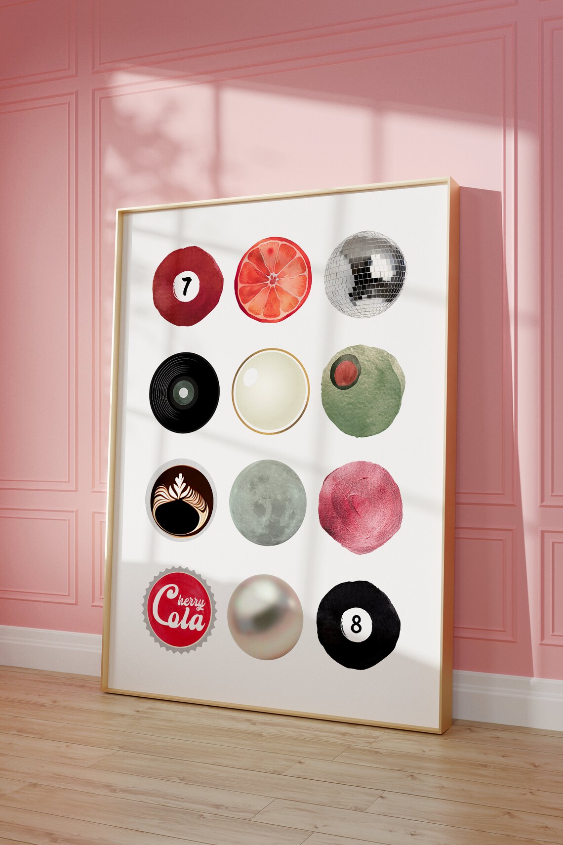 Trendy Colorful Circles Collage Retro Art Print - Image 2