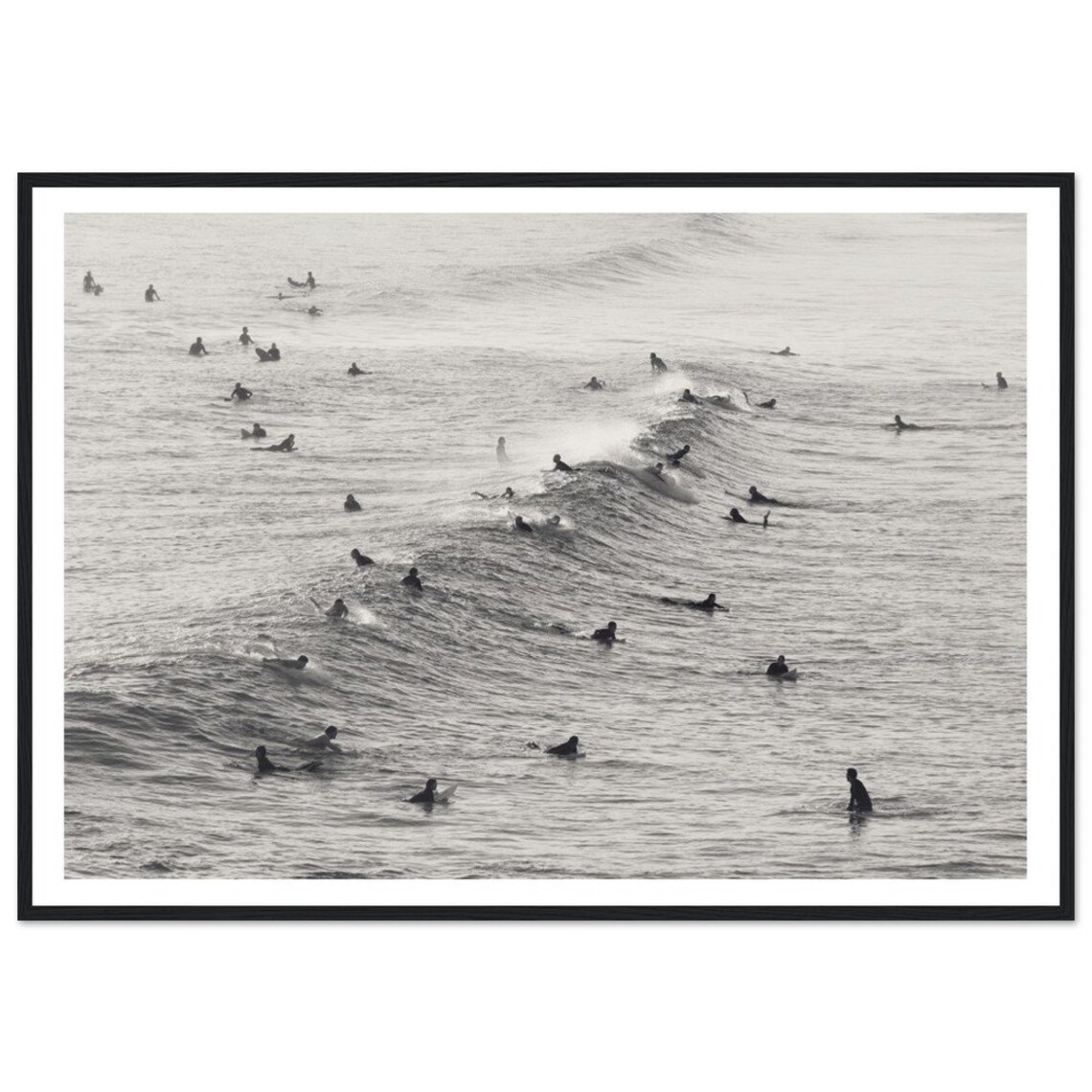 Black And White Surfers Waiting Waves Surf Photography Print