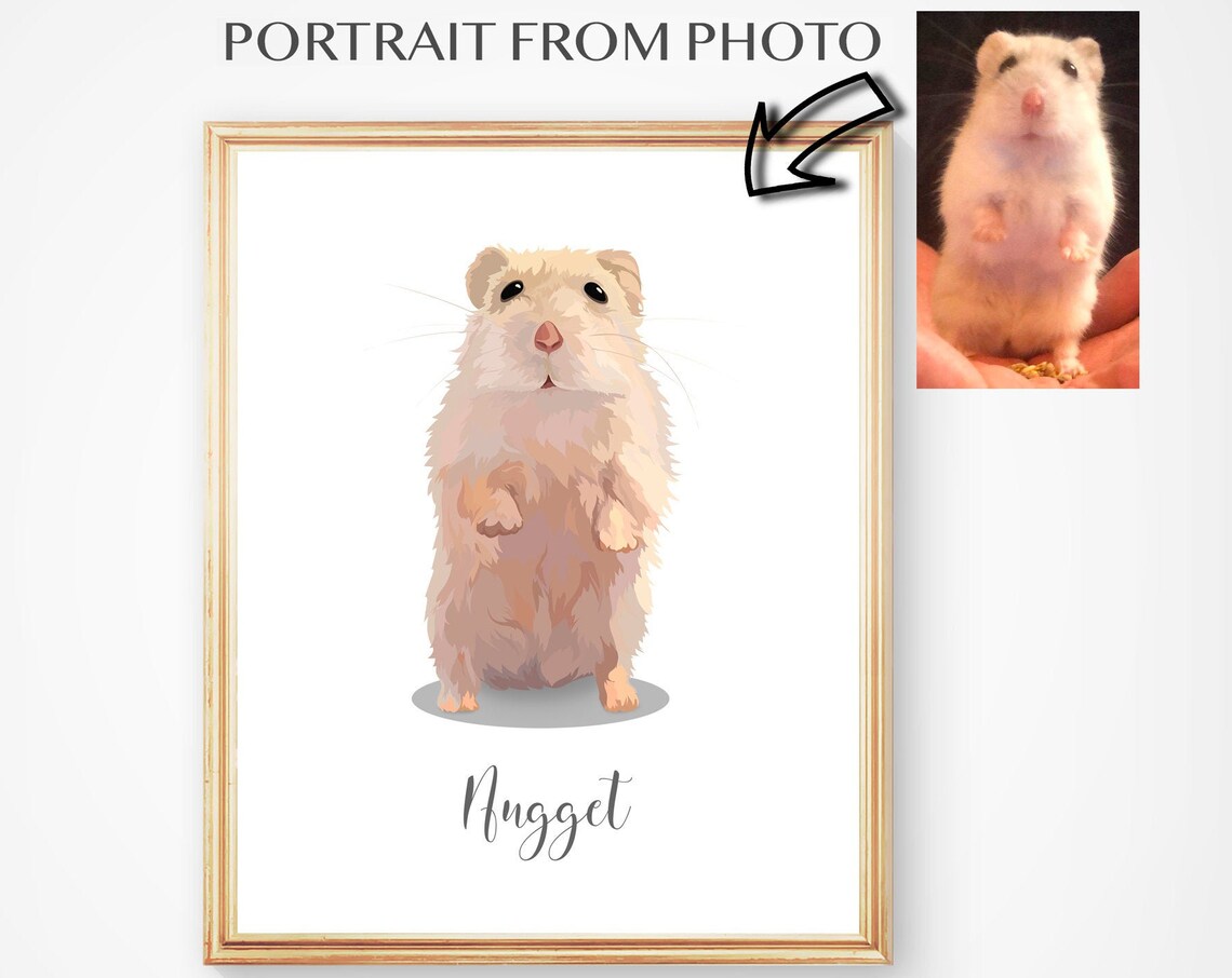Personalized Hamster Portrait, Custom Pet Memorial