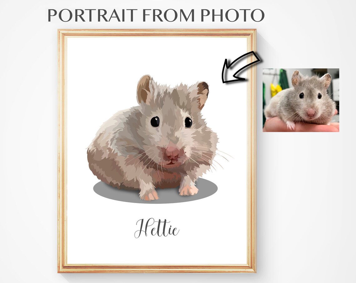 Hettie the Hamster Portrait From Photo Custom Name Style Poster