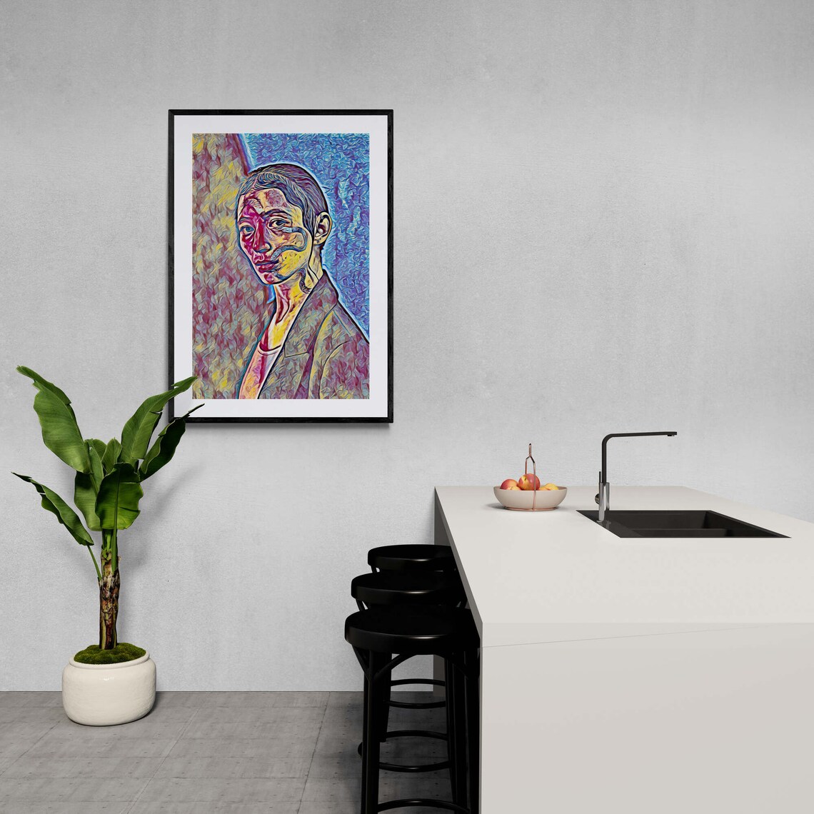 Woman Portrait in Red Yellow and Blue Pop Art Style Print Art - Image 6