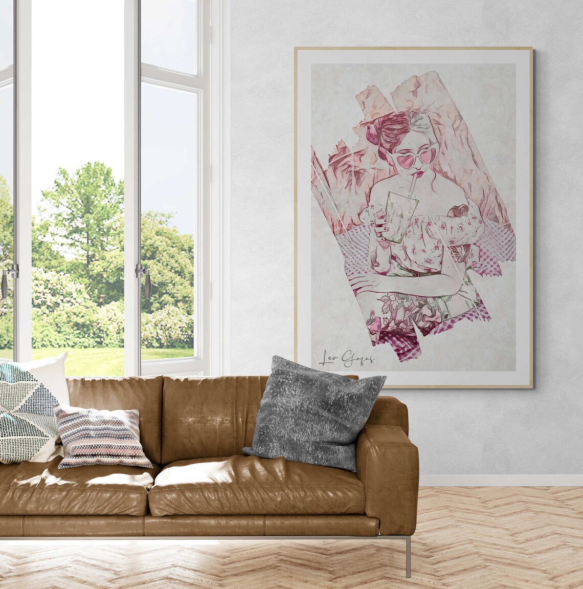 Chic Woman Sipping a Drink Fashion Sketch Illustration Art Poster - Image 3