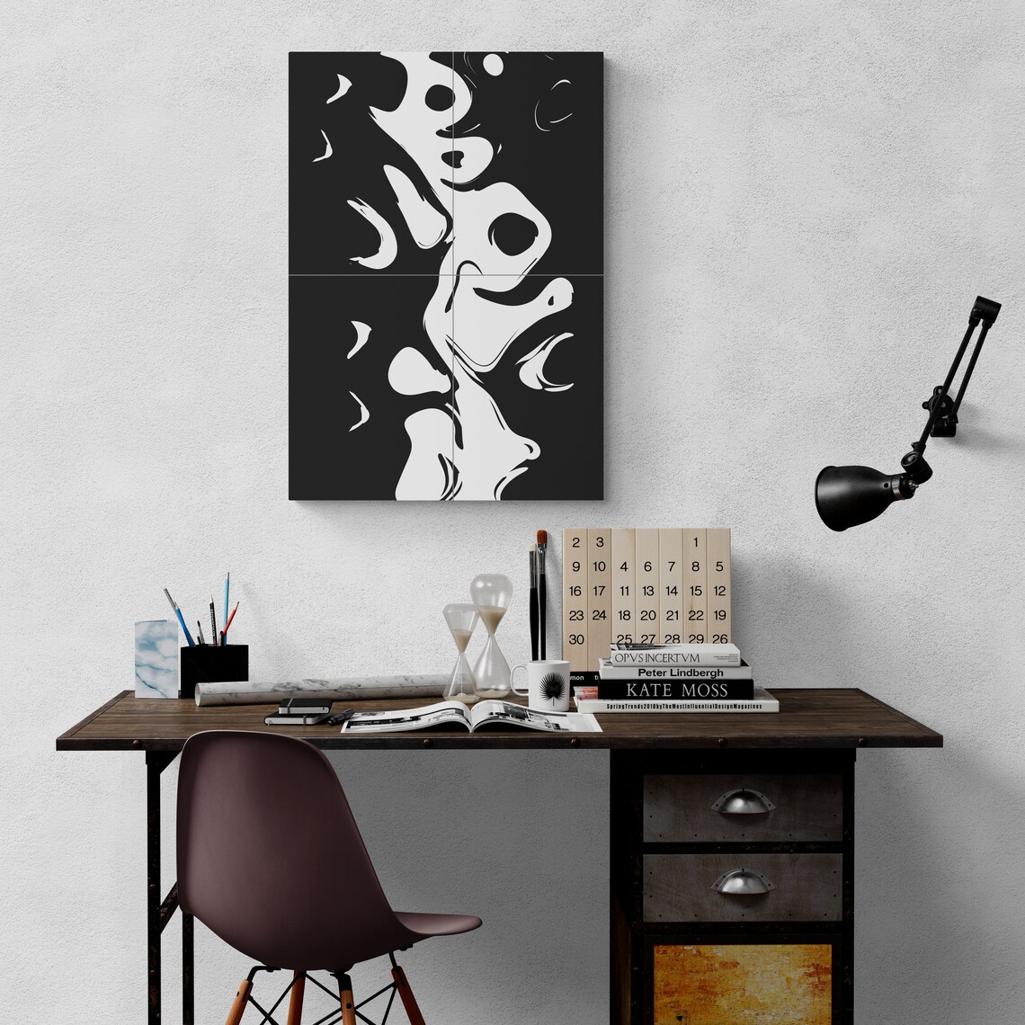 Black White Fluid Abstract Organic Bold Shapes Modern Art Poster - Image 4