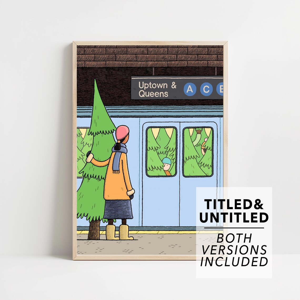 The New Yorker December 11 2017 Christmas Tree Subway Platform Poster