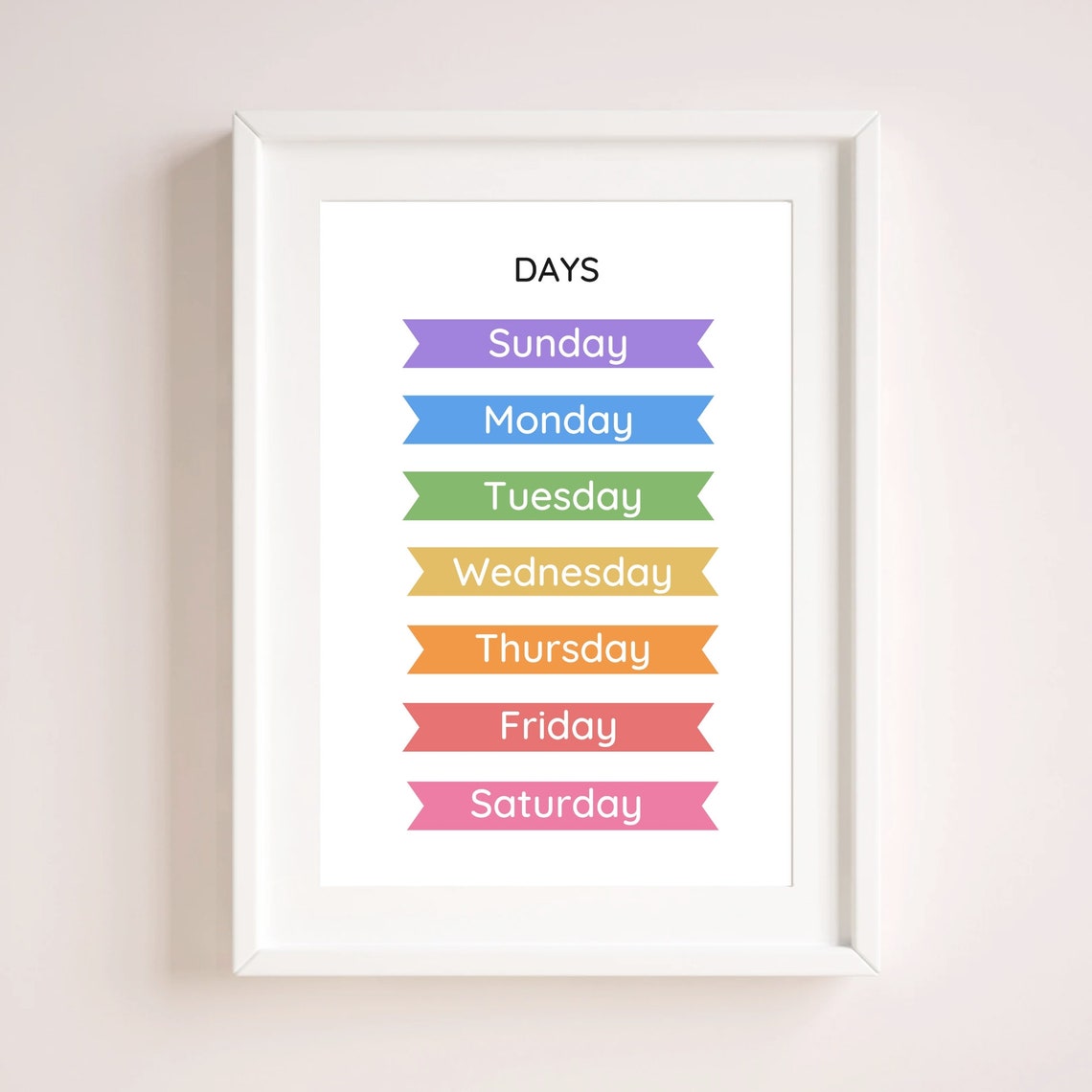 Days Of The Week Rainbow Banner Educational Classroom Wall Poster - Image 4