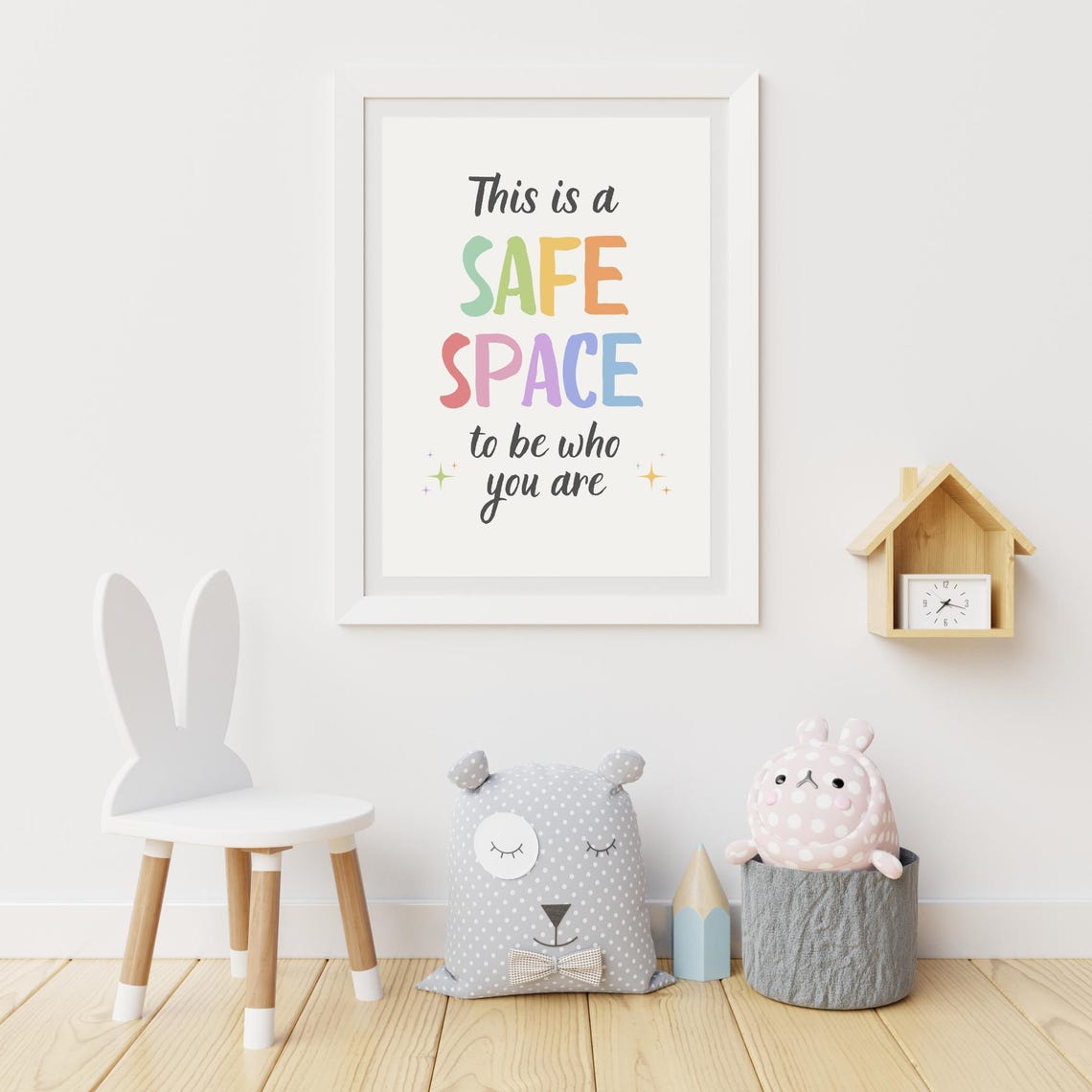 This Is a Safe Space to Be Who You Are Rainbow Classroom Poster - Image 2