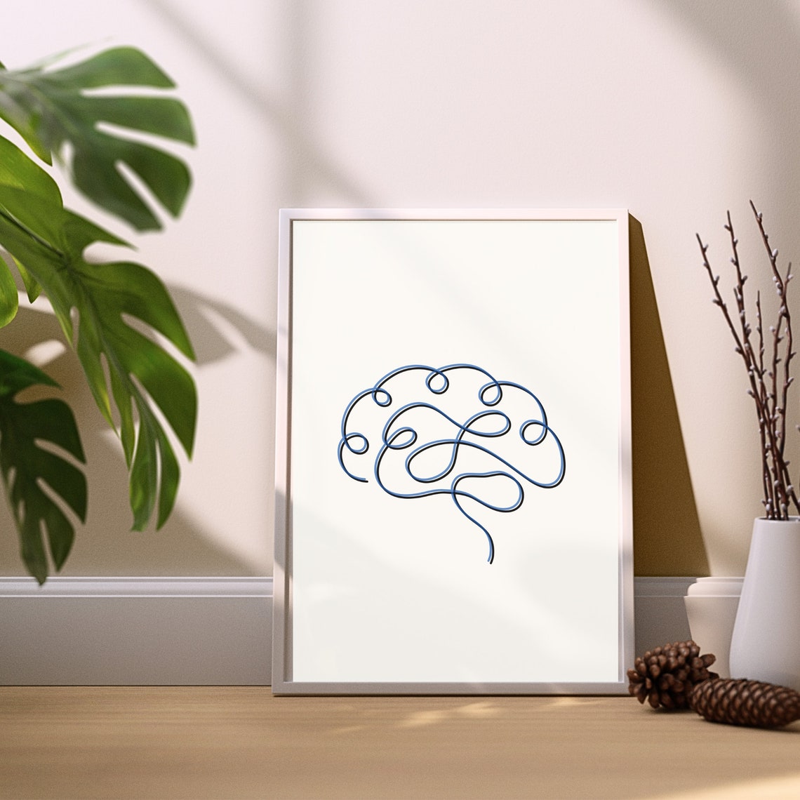 Single Continuous Line Brain Drawing Minimalist Modern Art Poster - Image 5