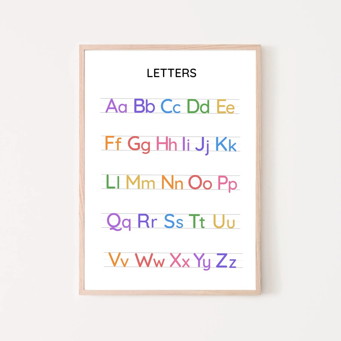 Rainbow Alphabet Poster, Kids Educational Learning