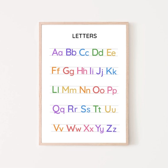 Rainbow Alphabet Poster, Kids Educational Learning