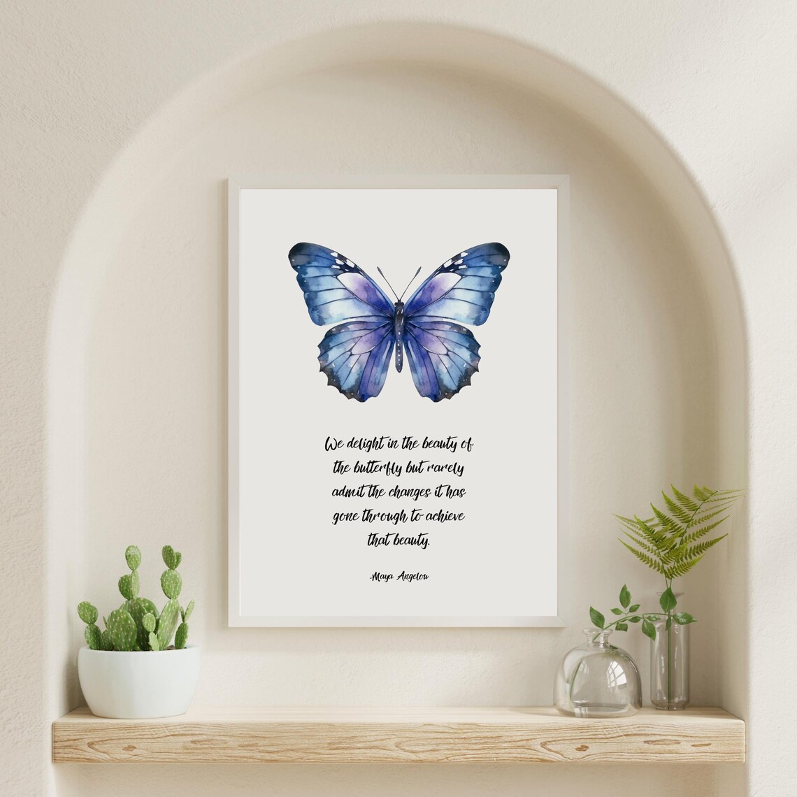 Maya Angelou Butterfly Beauty Quote Blue Watercolor Wings Poster - Image 4