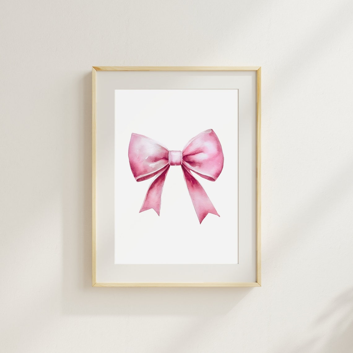 Pink Watercolor Ribbon Bow Simple Elegant Minimalist Art Poster