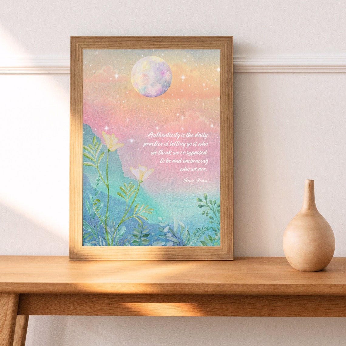 Brene Brown Authenticity Embrace Who You Are Moonlit Floral Poster - Image 4