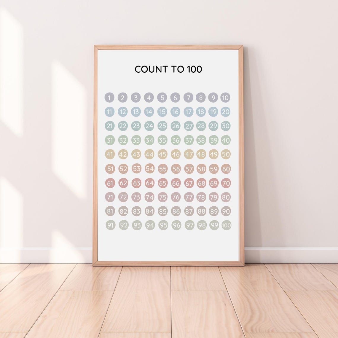 Count To 100 Chart Earth Tones Counting Poster Learn Numbers 1 100 Montessori Wall Art Boho Classroom Decor Neutral Educational Math Print - Image 6