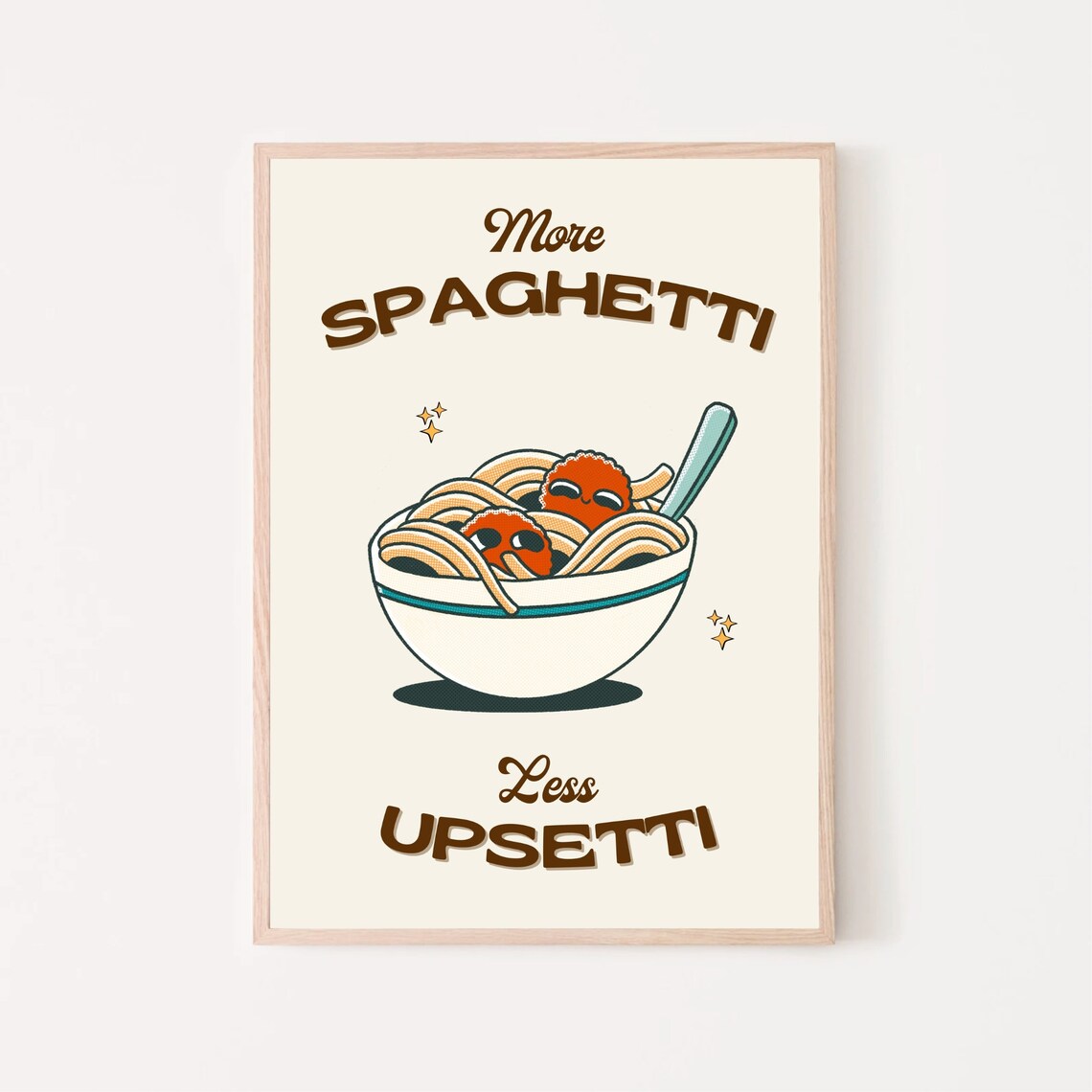 More Spaghetti Less Upsetti Retro Kitchen Art Print