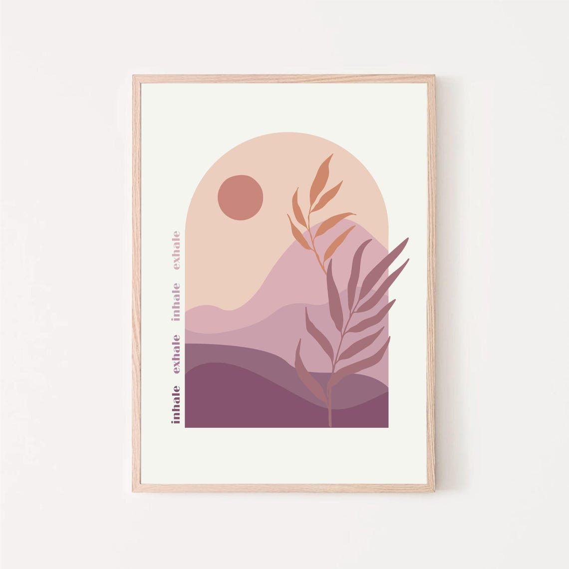 Inhale Exhale Boho Sun Arch Purple Mindful Breathing Decor Poster
