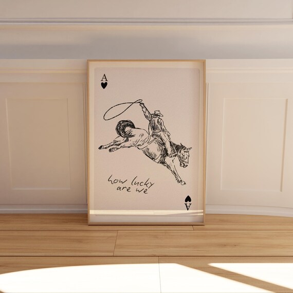Western Ace of Hearts Cowboy Riding Quote Country Lyric Wall Art
