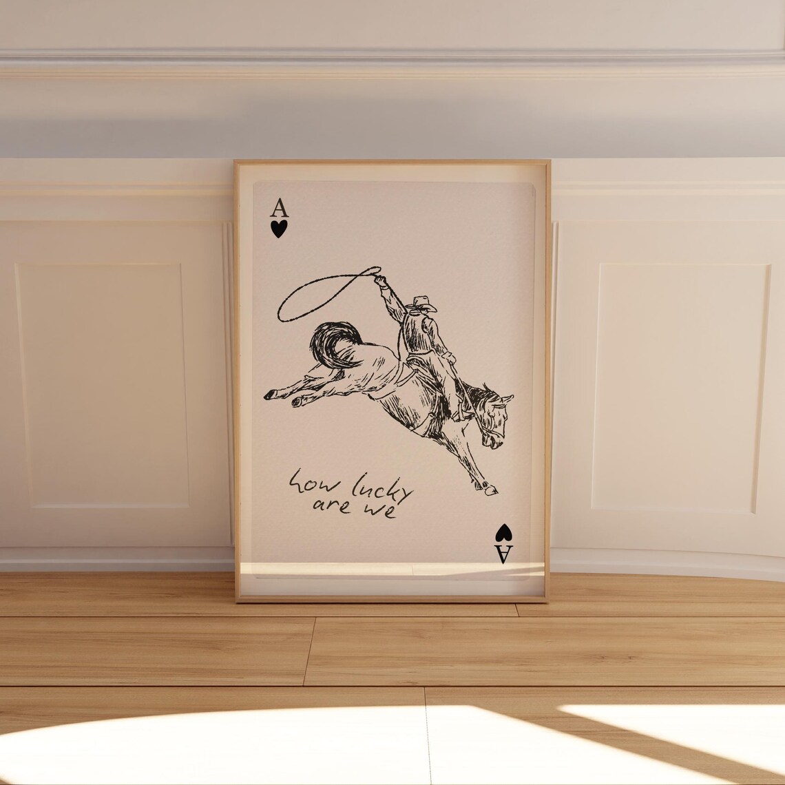 Western Ace of Hearts Cowboy Riding Quote Country Lyric Wall Art