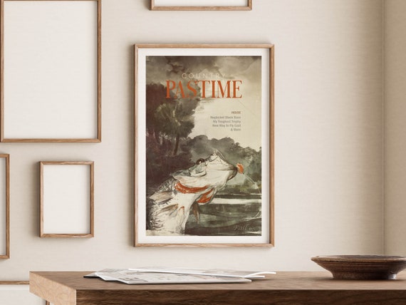 Vintage Fishing Poster Retro Fishing Wall Print Vintage Style Travel Poster Outdoorsy Decor Wildlife Wall Art Gift For Dad