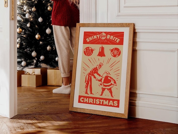 Shiny Brite Vintage Christmas Ornaments Retro Holiday Poster
