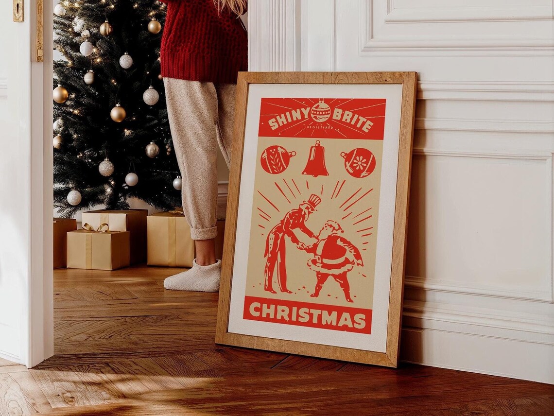 Shiny Brite Vintage Christmas Ornaments Retro Holiday Poster