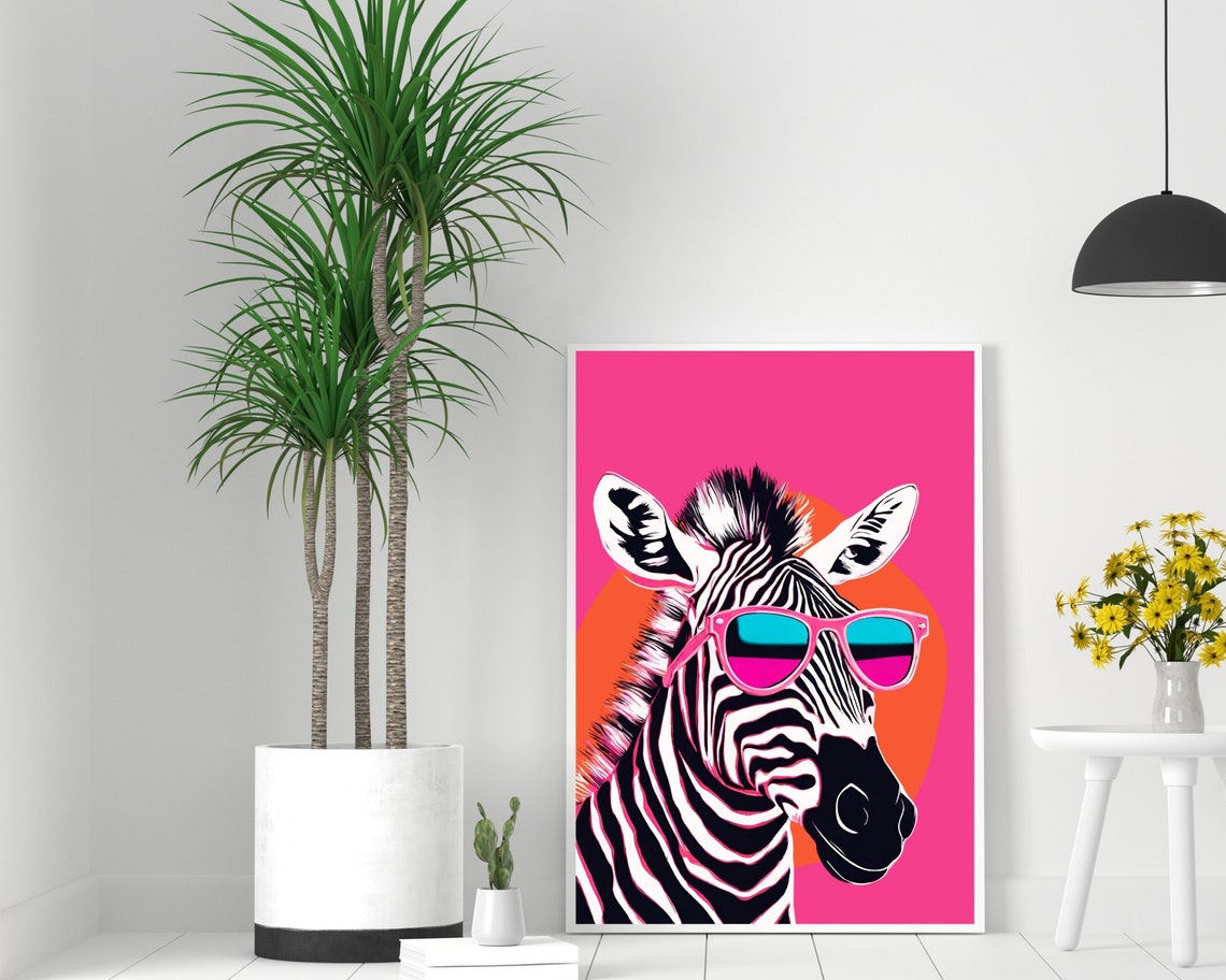 Zebra Sunglasses Pop Art Pink Retro Cool Safari Animal Print - Image 2