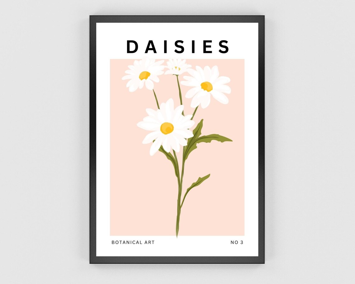 Daisies Boho Floral Art Print, Neutral Botanical - Image 2